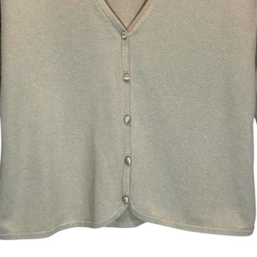 Ann Taylor Tan Silk Cashmere Blend Cardigan Sweater, V-Neck 3/4 Sleeves - Medium - Picture 5 of 9